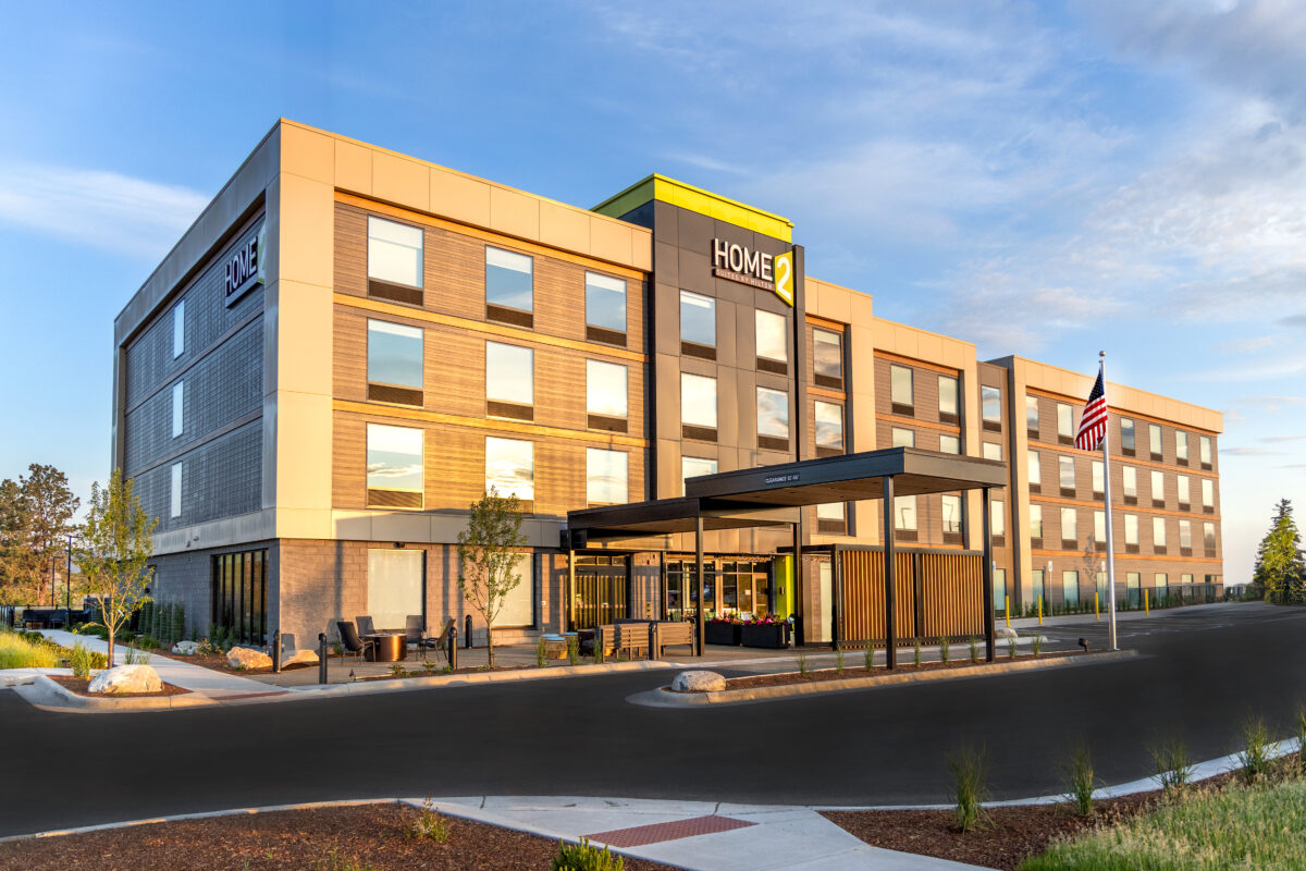 Exterior of hotel in the morning sun