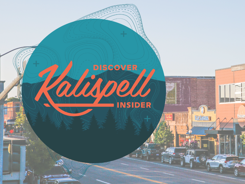 Discover Kalispell Insider logo on downtown Kalispell photo